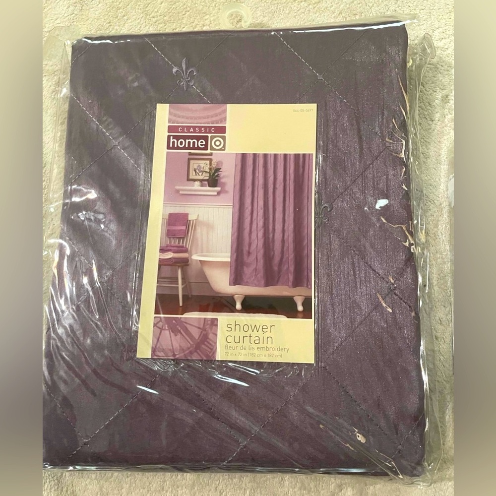 Shower curtain lilac color 72x 72 / metal hooks 12 count bundle